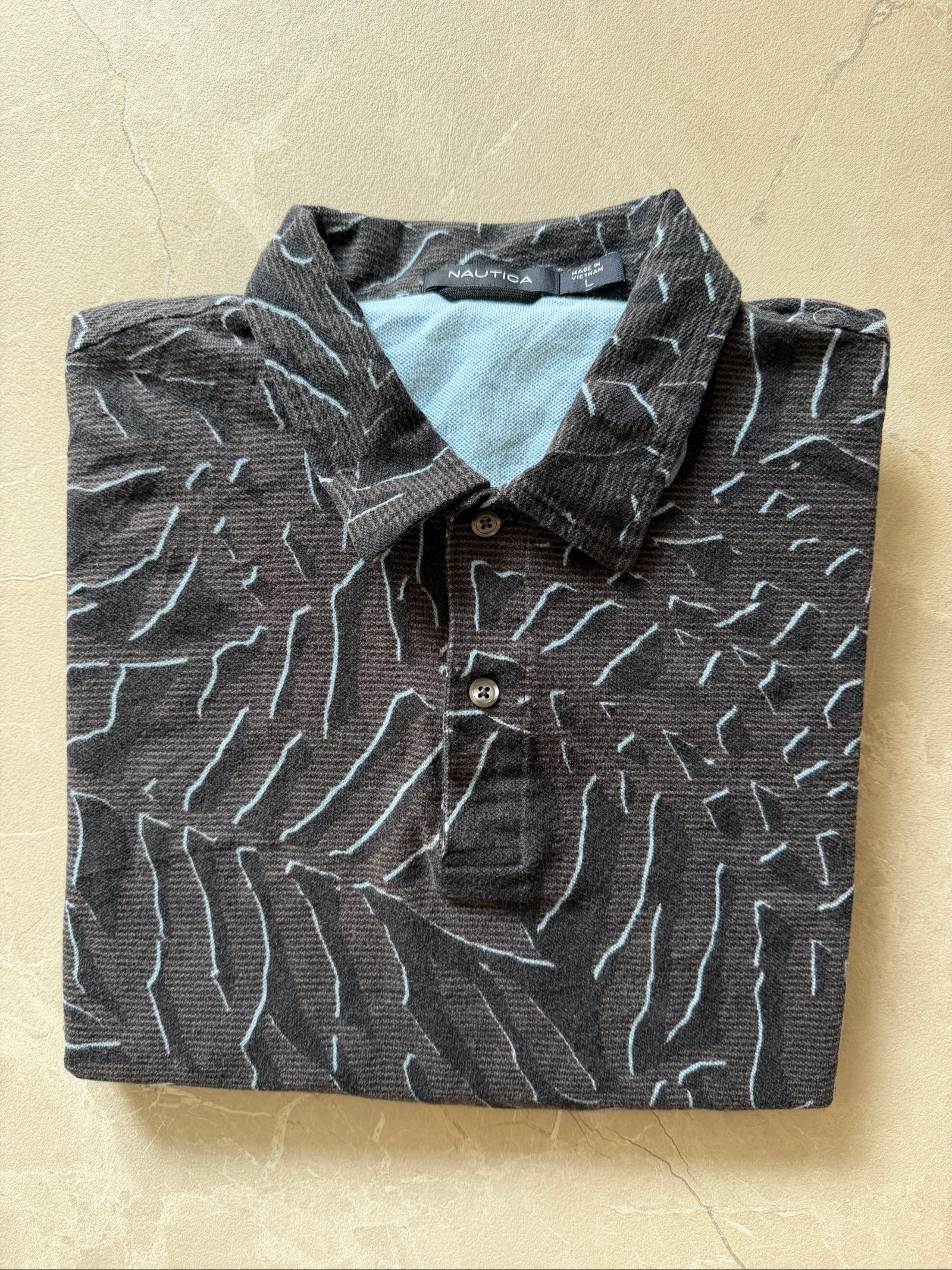 Polo Nautica imprimé feuillage gris/noir - Taille L